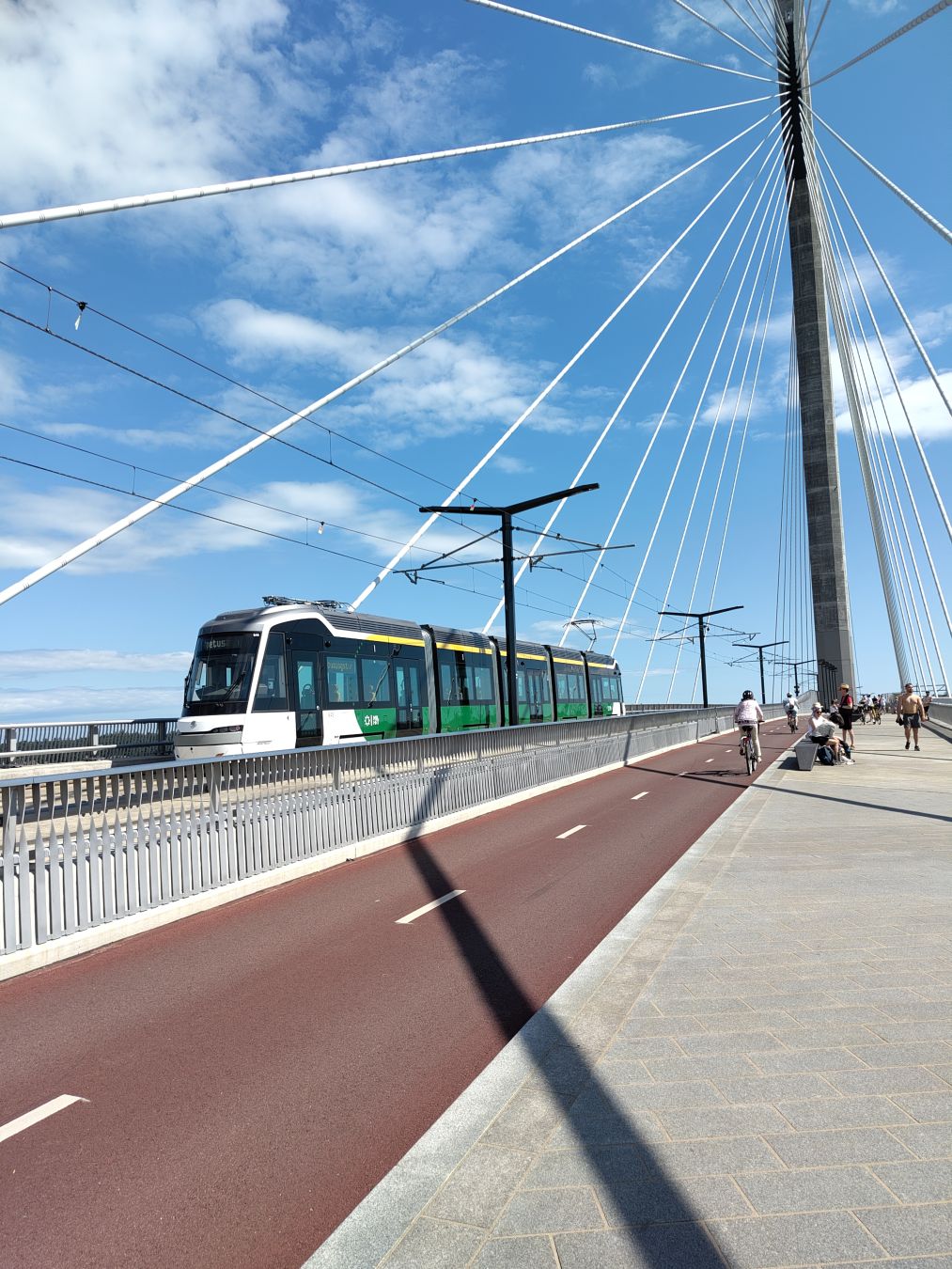Picture from the new Helsinki bridge for  walking, biking and Trams